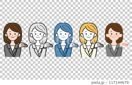 シンプルでかわいい社会人女性の全身ベクターイラスト、OL、スーツ 117144679