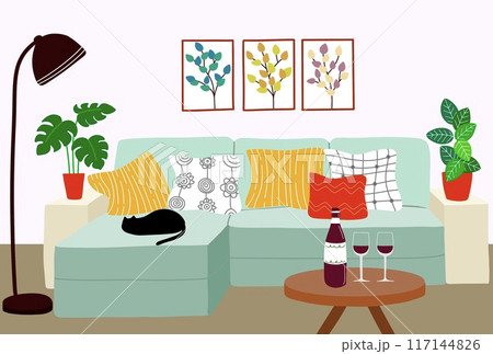 観葉植物のあるリビングルームのポストカード 観葉植物のあるリビングルームのポストカード 117144826