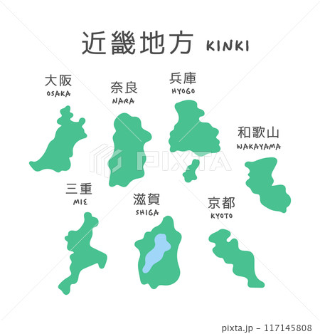 シンプルな日本の近畿地方の地図 イラスト シンプルな日本の近畿地方の地図 イラスト 117145808