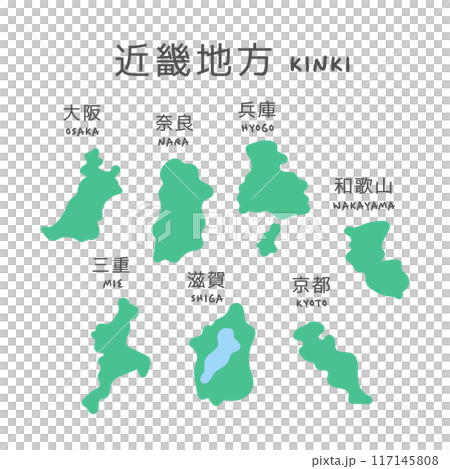 シンプルな日本の近畿地方の地図 イラスト シンプルな日本の近畿地方の地図 イラスト 117145808
