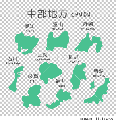 シンプルな日本の中部地方の地図 イラスト シンプルな日本の中部地方の地図 イラスト 117145809