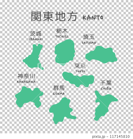 シンプルな日本の関東地方の地図 イラスト シンプルな日本の関東地方の地図 イラスト 117145810