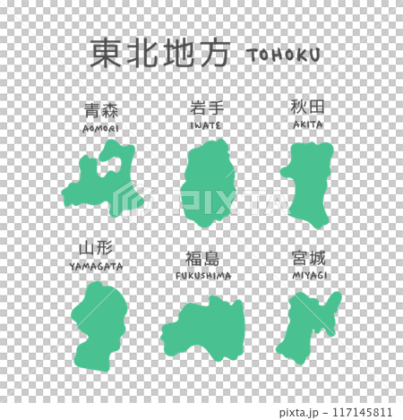 シンプルな日本の東北地方の地図 イラスト シンプルな日本の東北地方の地図 イラスト 117145811