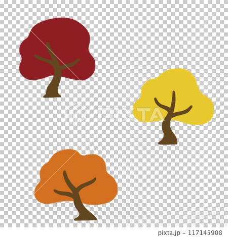 Flat illustration of trees with autumn leaves Flat illustration of trees with autumn leaves 117145908