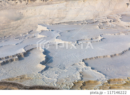 Travertines mountains of Pamukkale in Turkey. 117146222