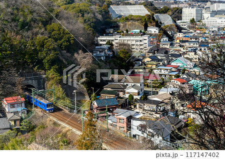 田浦梅林から見るトンネルと電車の風景 117147402