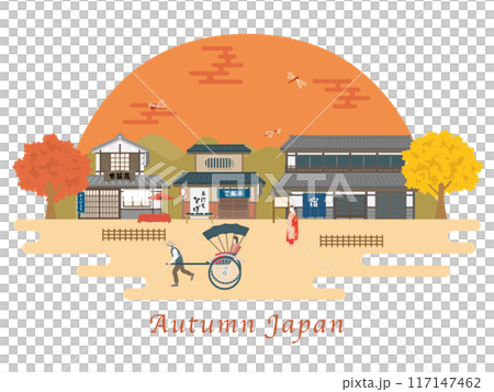 秋の町家の風景 117147462