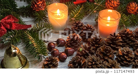 クリスマスキャンドル　バナー素材　2:1 117147493