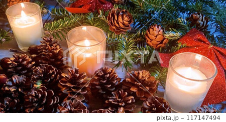 クリスマスキャンドル　バナー素材　2:1 117147494