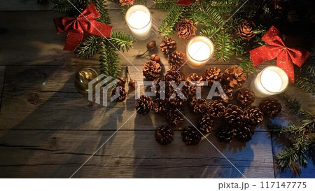 クリスマスキャンドル　バナー素材　16:9 117147775