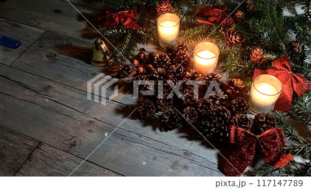 クリスマスキャンドル　バナー素材　16:9 117147789