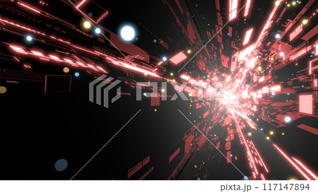 VJ トンネル 三角形 機械 SF 発光 サイバー 赤 [別Verあり] 117147894