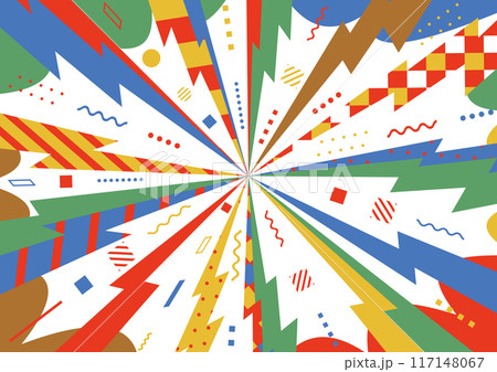 レトロカラフル幾何学集中線背景 レトロカラフル幾何学集中線背景 117148067