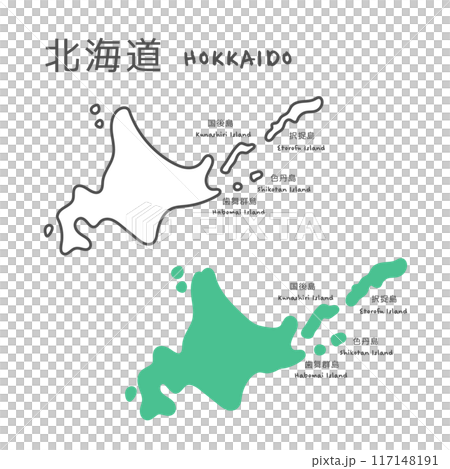シンプルな日本の北海道地図　イラスト 117148191