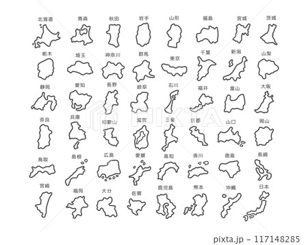 シンプルな日本の都道府県イラスト 117148285