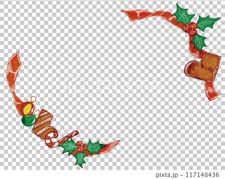 Watercolor Christmas frame illustration material for adults 117148436