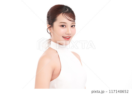 Beautiful young asian woman with clean fresh skin on white background, Face care, Facial treatment, Cosmetology, beauty and spa, Asian women portrait. 117148652