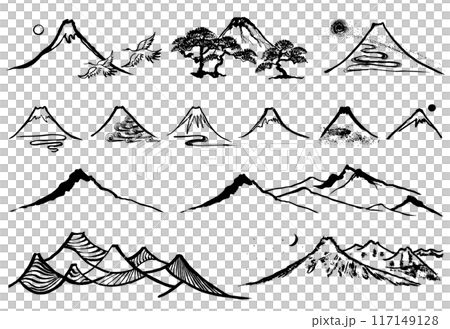 山 手書きの毛筆イラスト 山 手書きの毛筆イラスト 117149128