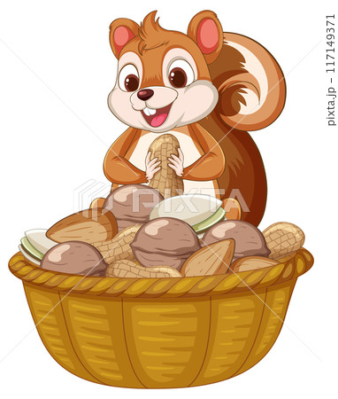 Happy Squirrel with Nut Basket Happy Squirrel with Nut Basket 117149371