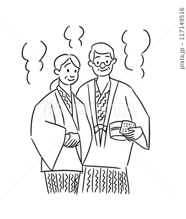 温泉旅行に来たシニアの夫婦 117149516