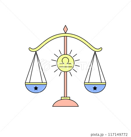 Libra zodiac sign in line art style on white background. Libra zodiac sign in line art style on white background. 117149772