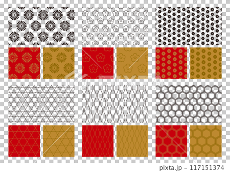 A set of Japanese patterns such as chrysanthemums, plum blossoms, and kanoko (swatches available) 117151374