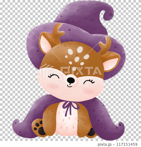 hallowen animal charector,Deer wearing a witch costume hallowen animal charector,Deer wearing a witch costume 117151459