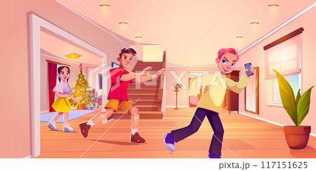 Teen boy run away from angry another guy Teen boy run away from angry another guy 117151625
