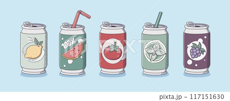 Tin can with fruit, berry and vegetable fizzy soda 117151630