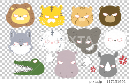 Angry cute beast illustration set Angry cute beast illustration set 117151691