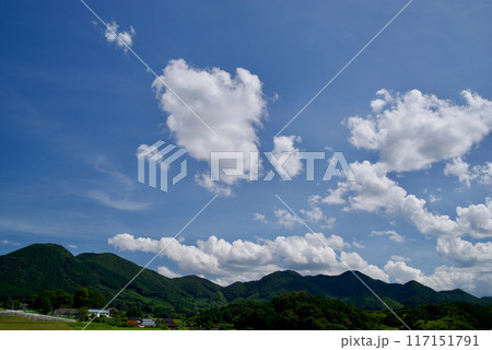 夏空 青空 白い雲 コピースペース 夏空 青空 白い雲 コピースペース 117151791