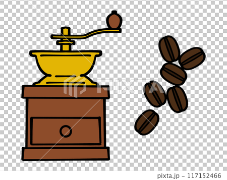 Illustration material of a simple coffee mill and coffee beans 117152466