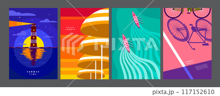 Summer layout , poster banner template, flat vector, colorful minimal illustration 117152610