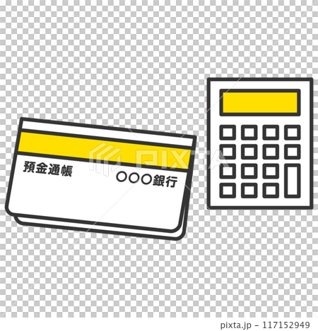 預金通帳と計算機 117152949