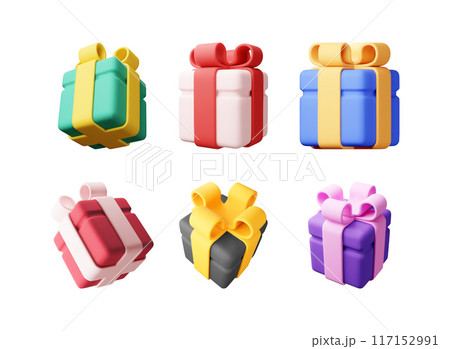 3D gift box set isolated. 117152991