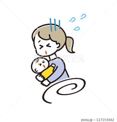 育児に奔走しているママ 117153082