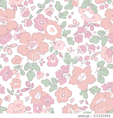 Beautiful Liberty seamless pattern. Digital trending texture illustration and flowers for background design beautiful textured effects floral art textile print stock illustration. 117153458