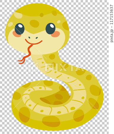 巳年の黄色の蛇のイラスト 117153637
