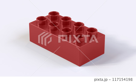 Maroon Plastic Lego Block on a White Background. Children Toy Brick, Perspective View. Close Up View of a Game Block for Constructors. 3D Rendering. 8K Ultra HD, 7680x4320, 300 dpi Maroon Plastic Lego Block on a White Background. Children Toy Brick, Perspective View. Close Up View of a Game Block for Constructors. 3D Rendering. 8K Ultra HD, 7680x4320, 300 dpi 117154198