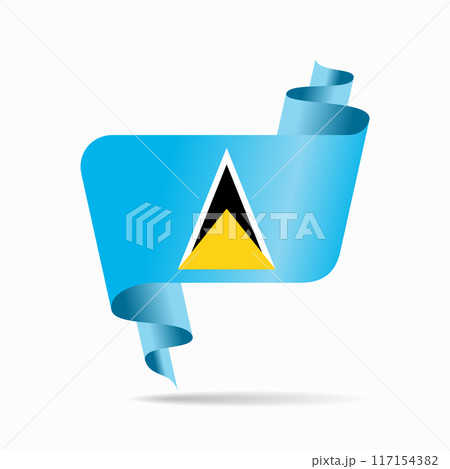 Saint Lucia flag wavy ribbon background. Vector illustration. 117154382
