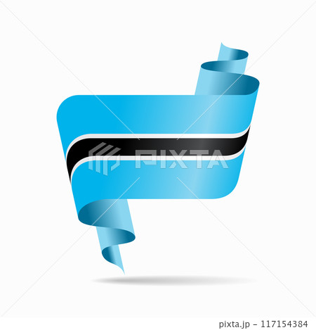 Botswanan flag wavy ribbon background. Vector illustration. 117154384