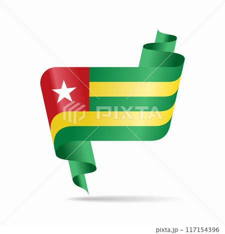 Togolese flag wavy ribbon background. Vector illustration. Togolese flag wavy ribbon background. Vector illustration. 117154396