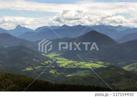 Mountain hiking Jochberg, Bavaria, Germany in summertime Mountain hiking Jochberg, Bavaria, Germany in summertime 117154450