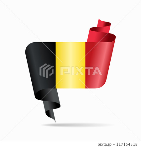 Belgian flag wavy ribbon background. Vector illustration. Belgian flag wavy ribbon background. Vector illustration. 117154518