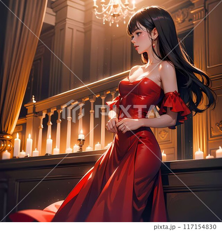 人物画 赤いドレスの女性 赤いドレスの女性立ち絵 - 海崎 ちの - BOOTH
