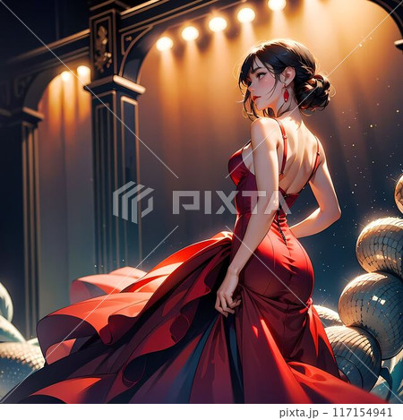 赤いドレスを着た女性 赤いドレスを着た女性 117154941