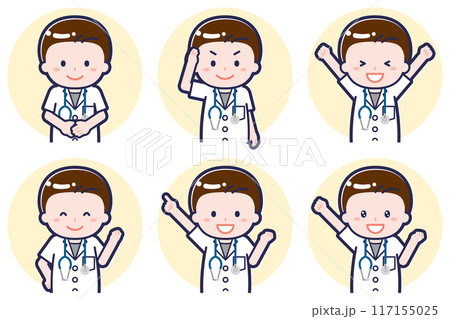 半袖の男性医師のポーズセット_01 半袖の男性医師のポーズセット_01 117155025