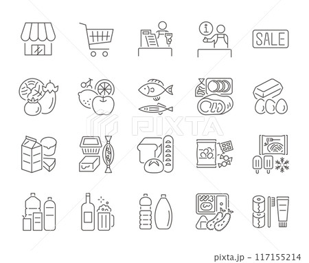 スーパーマーケットアイコンセット 117155214