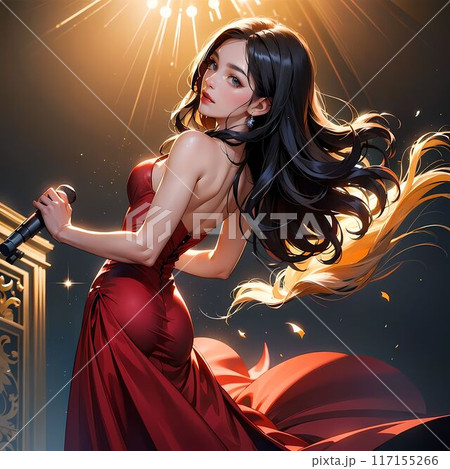 赤いドレスの美女のイラスト素材 [117155266] - PIXTA