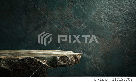 Stone Tabletop Against Textured Green Backgroundのイラスト素材 [117155708] - PIXTA